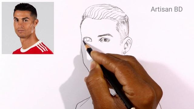 Drawing Of Sketch Easy Cristiano Ronaldo | How To Draw Cr7 Football Player | Ronaldo Drawing Easy