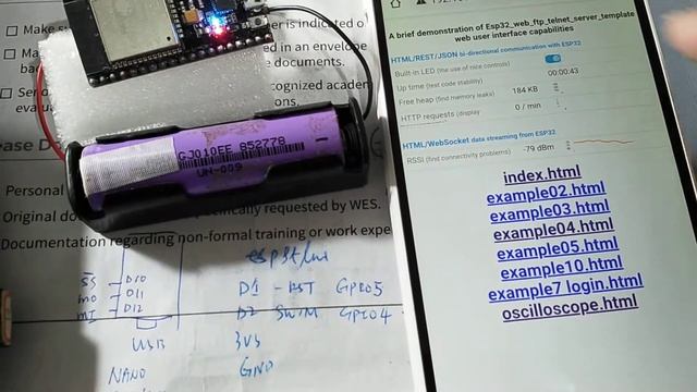 A battery and ESP32 webserver смотреть онлайн