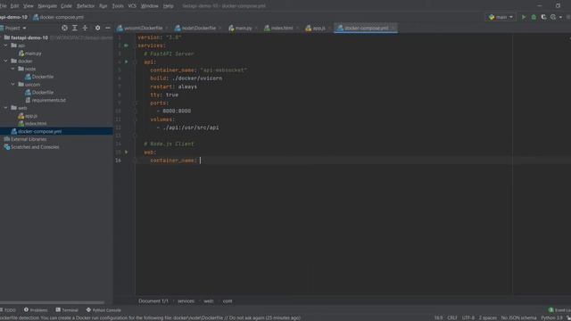 Basic build WebSocket (Server, Client) with FastAPI + Node.js + Docker смотреть онлайн