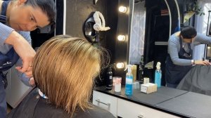 КАРЕ БОБ - ЛЕГКО! Объемная женская стрижка каре боб на ТЯЖЕЛЫХ волосах + ЧЕЛКА ШТОРКА