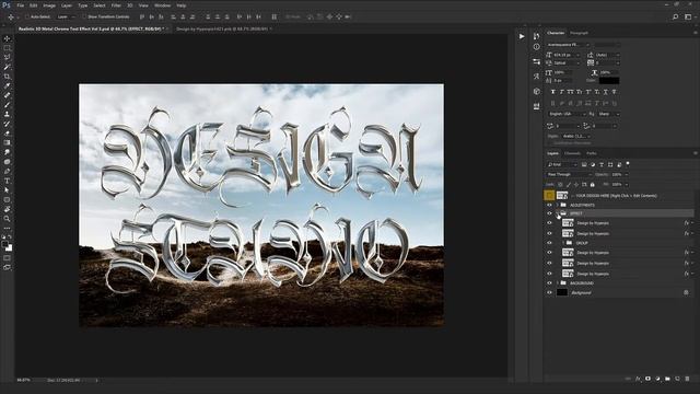 Realistic Chrome Text Effect - Photoshop Text Style смотреть онлайн