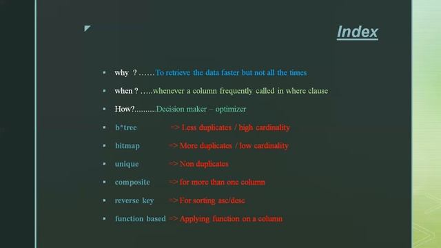 INDEX 1 ORACLE- SQL/IN TAMIL смотреть онлайн