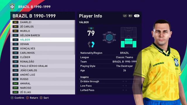 PES 2021 BRAZIL CLASSIC 2ND TEAM 1990-1999 PS4 смотреть онлайн