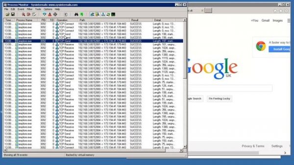 Process Monitor: TCP/IP tracing, Process ID and Thread ID