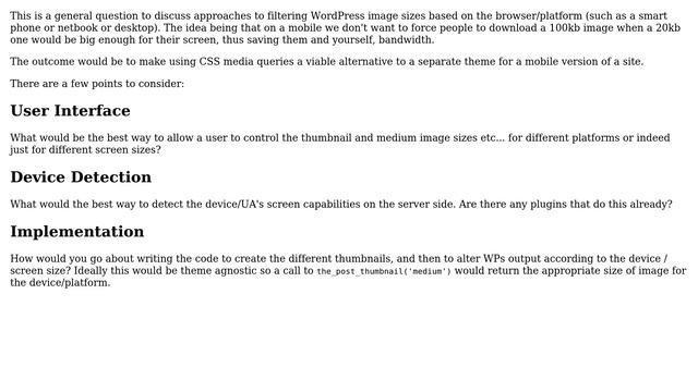 Wordpress: How to serve different thumbnails/images depending on users browser/platform? смотреть онлайн