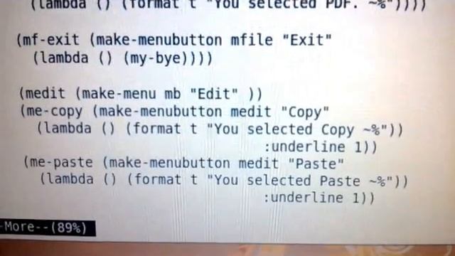 LISP LTK Program displaying a Menu Bar смотреть онлайн