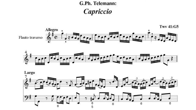 Capriccio à Flauto traverso TWV 41:G5 By Georg Philip Telemann (with Score) смотреть онлайн