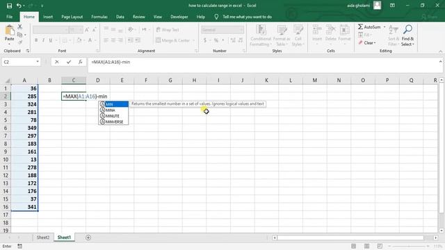How to Calculate Range in Excel by using MAX and MIN functions смотреть онлайн