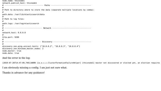 Elasticsearch 3 Node Cluster (master_not_discovered_exception) смотреть онлайн