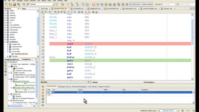 35. Симуляция нажатия кнопки или входного сигнала в программе MPLAB X (Урок 30. Теория)