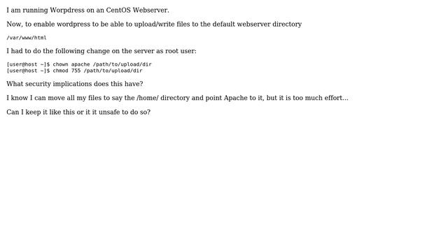 Unix & Linux: Security - Giving Apache write access to /var/www/html смотреть онлайн