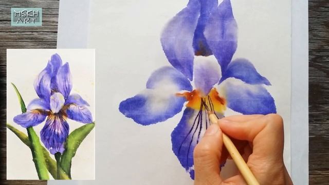 (RicePaper&Watercolour)Painting Iris/Watercolor on Rice Paper/Step by Step/MSKH ART/한지수채/수묵일러스트 смотреть онлайн