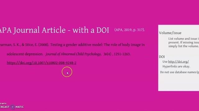 APA Journal Articles Citations - with and without DOIs (7th Edition) - Reference List смотреть онлайн
