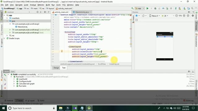 How to use ScrollView in Android Application for android studio 3.0.2 full tutorial 2018 смотреть онлайн