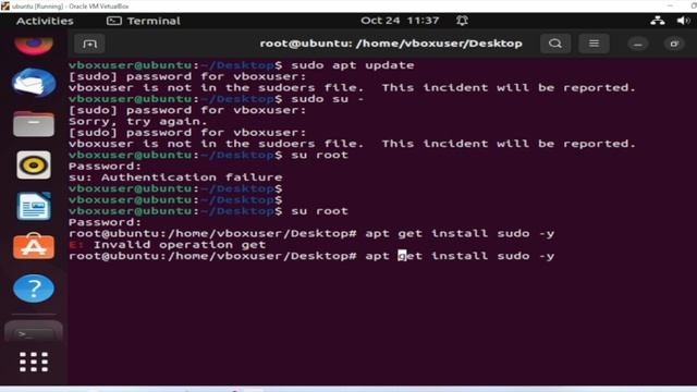 vboxuser is not in the sudoers file .This incident will be reported!Enable sudo in Ubuntu -RESOLVED смотреть онлайн