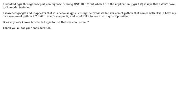 GIS: Using macports python 2.7 with macports qgis смотреть онлайн