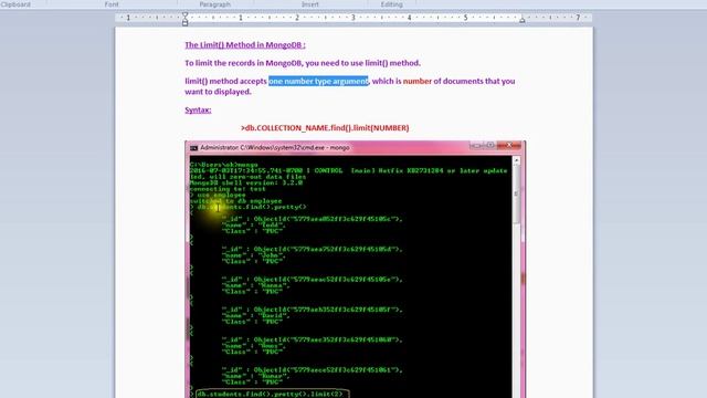 FIND LIMIT METHOD IN MONGODB DEMO смотреть онлайн