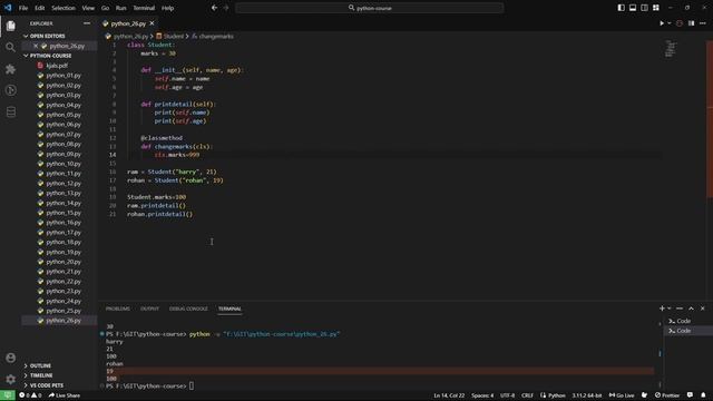 Python Course - Instance and Class Method смотреть онлайн