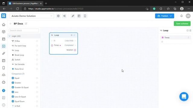 AppMaster.io Docs: Logic, Loop смотреть онлайн