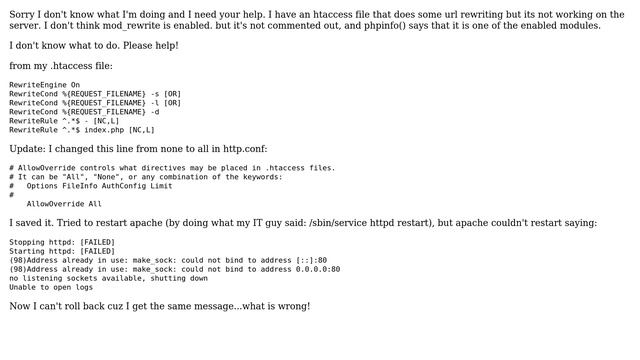 How do I enable mod_rewrite on Apache? It looks like it's enabled but it's not working? смотреть онлайн