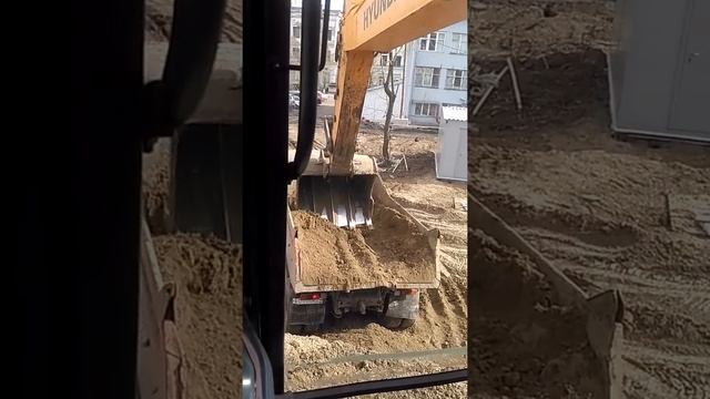 Правильная погрузка самосвалов экскаватором с кучи, полки. смотреть онлайн