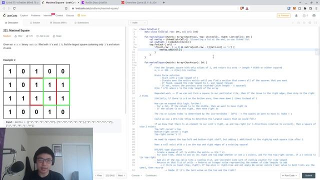 Terrible LeetCode in Kotlin: #221 Maximal Square смотреть онлайн
