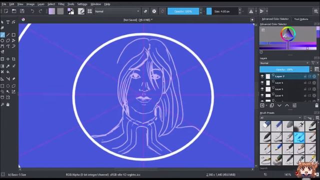 warframe fan art Tenno mandala (krita speed draw) смотреть онлайн