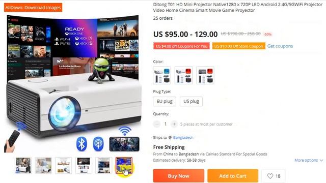 Ditong T01 HD Mini Projector Home Cinema Smart Movie Game Proyector New смотреть онлайн