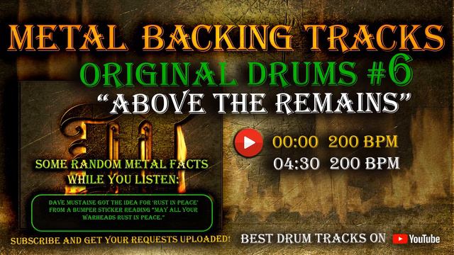 Original Metal Drum Track - Above the Remains - 200BPM and 300-BPM - Drums Only Backing Track смотреть онлайн
