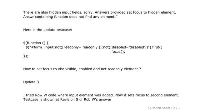 jQuery : how to set focus to first editable input element in form смотреть онлайн