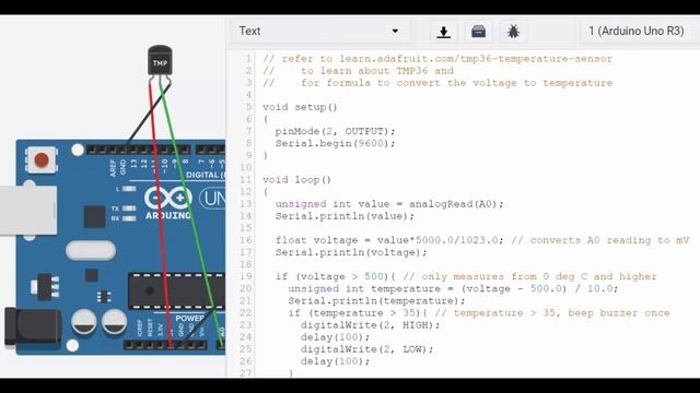tinkerCAD for Ex2 9 – Temp. & Humidity Sensor – read the values & display on the serial monitor смотреть онлайн