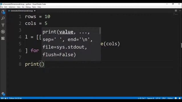 generate 2 dimensional list in python ? смотреть онлайн