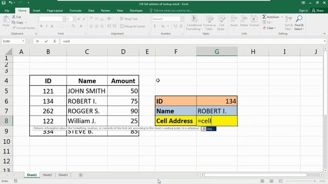 How To Get The Cell Address Of Lookup Value | Cell Function With Nested Index Match Function |