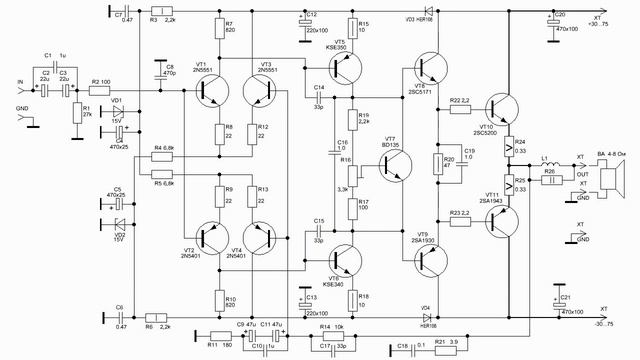 Схема усилителя. Последовательность сборки усилителя, назначение деталей и возможные замены. смотреть онлайн