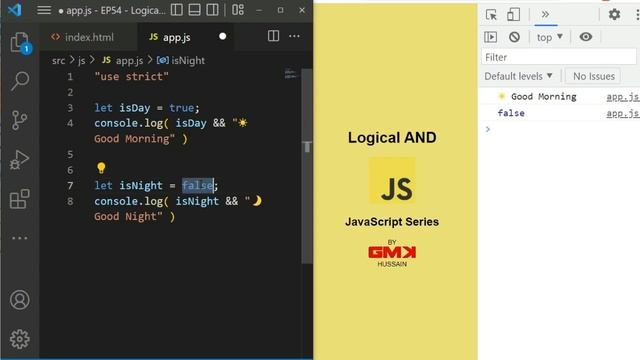 JS #S54 ? Logica AND ( && ) operator conjunction in vanilla javascript смотреть онлайн