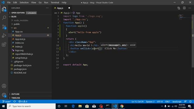 React tutorial for beginners #10 Click event and function in ReactJs смотреть онлайн