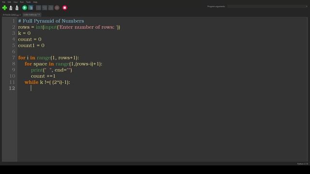 Python Examples 17 # Python Program to print Full Pyramid of Numbers смотреть онлайн