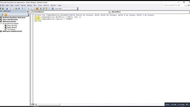 Excel VBA - Change color and caption of command button when mouse move over смотреть онлайн