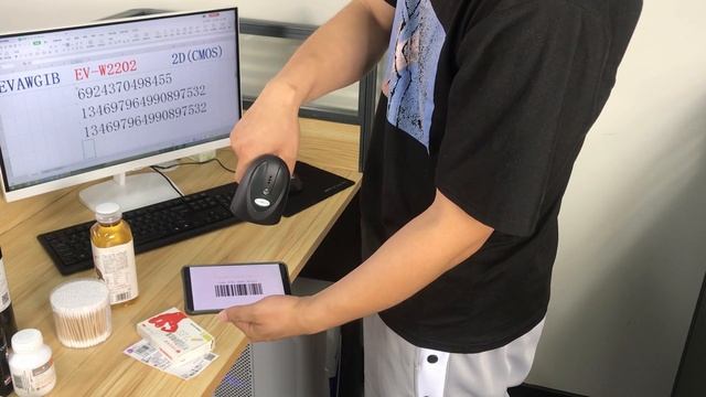 EV-W2202 2D CMO Handheld Barcode Reader Barcode Scanner With Wireless Barcode Reader