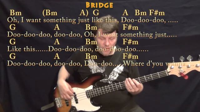 Something Just Like This (The Chainsmokers) Bass Guitar Cover Lesson in D with Chords/Lyrics смотреть онлайн