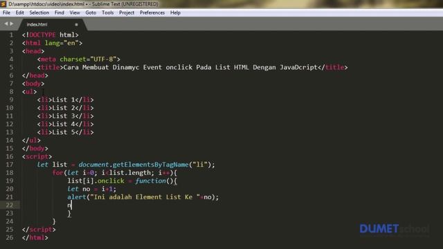 Cara Membuat Dinamyc Event onclick Pada List HTML Dengan JavaScript смотреть онлайн