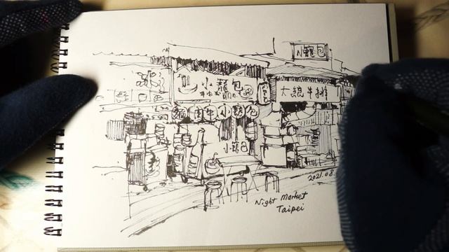 Sketch Drawing and Coloring TAIWAN Night Market смотреть онлайн