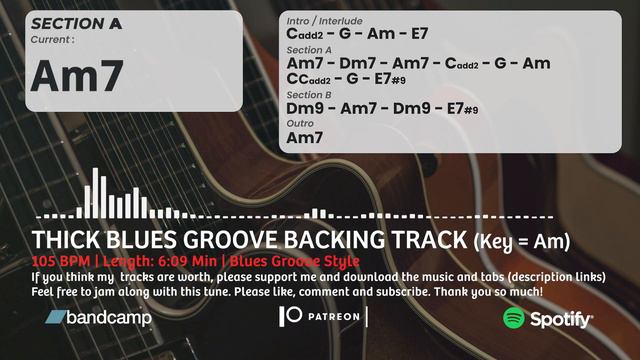 Thick Blues Groove | Backing Track Guitar Jam in Am + Solo Tabs смотреть онлайн