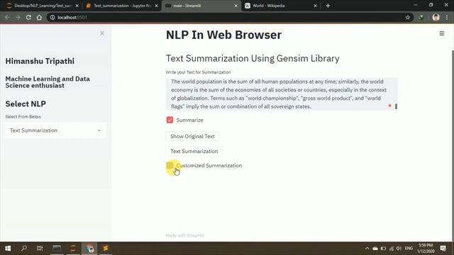 Text Summarization in Web (NLP) -- Himanshu Tripathi смотреть онлайн