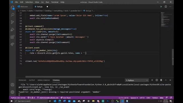 Making a Discord bot with Discord.py | Part 7: Autorole смотреть онлайн