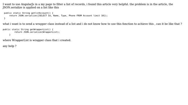 Salesforce: How to use JSON.serialize() on a wrapper class ? смотреть онлайн