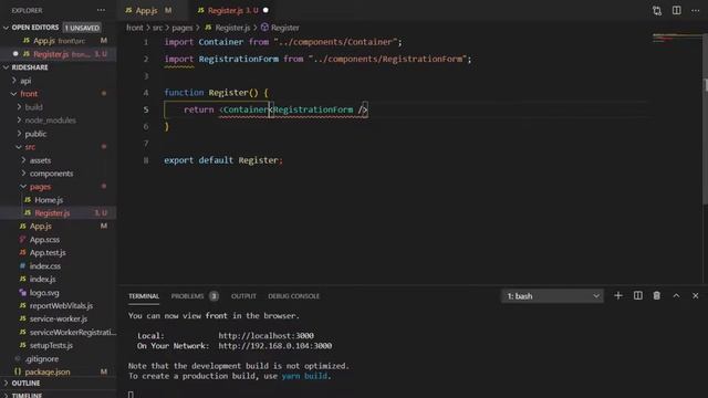 Rideshare app part 10 - ReactJS - Registering new user route смотреть онлайн
