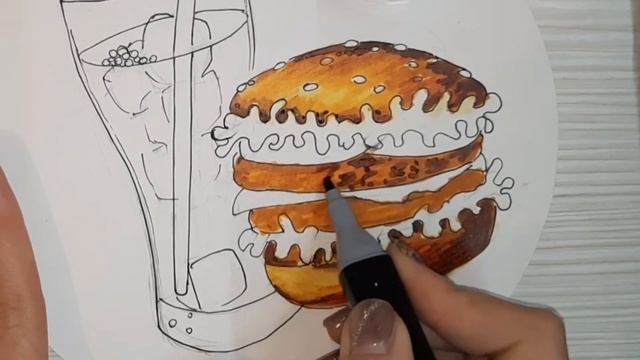 Как нарисовать бургер и кока-колу? Урок рисования маркерами смотреть онлайн