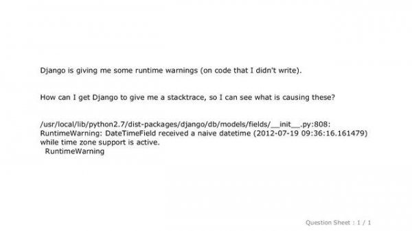 Django : DateTimeField received a naive datetime while time zone support is active