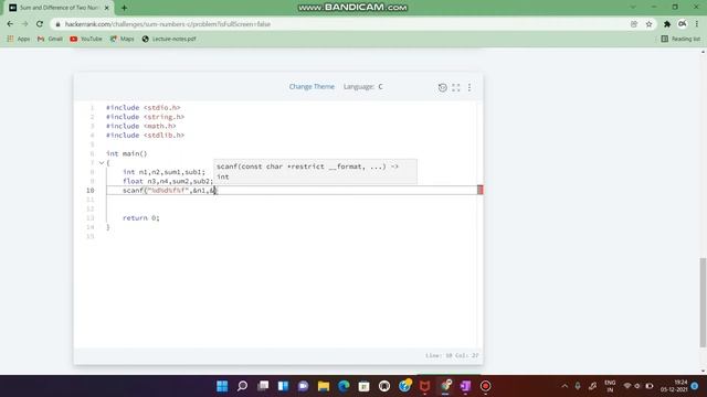 Sum and Difference of two numbers (int and float) in c ,hackerRank question смотреть онлайн